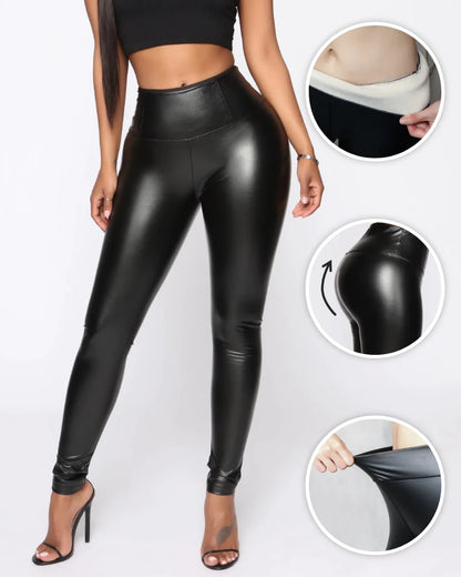 Fleece-Lined Leather Leggings